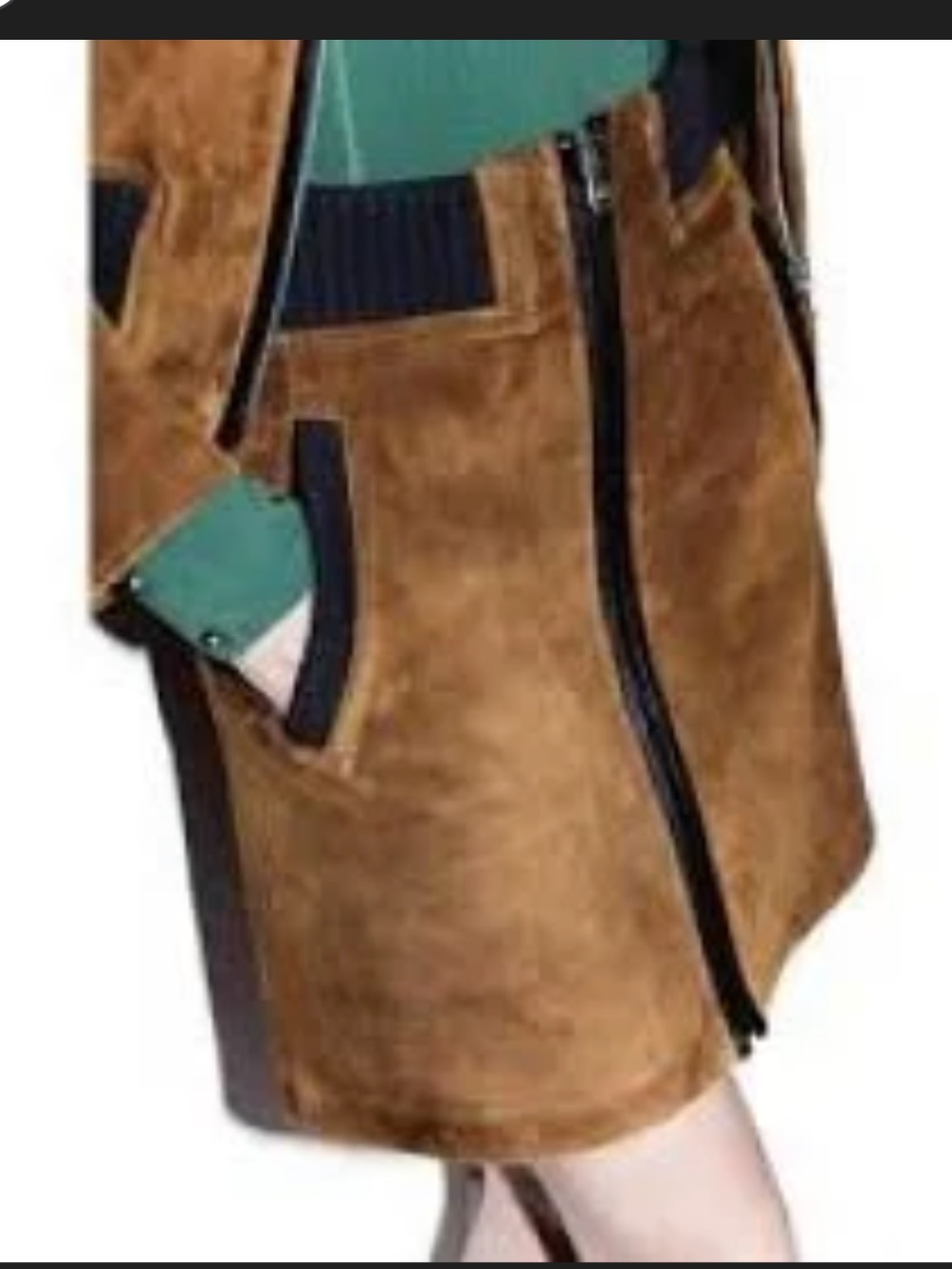 ECI faux leather & Suede A-Line Skirt with Front Zip